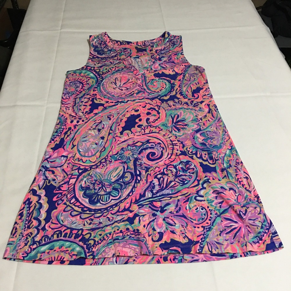 Lilly Pulitzer Womens Dev Dress Small Multi Color Paisley Sleeveless V-Neck